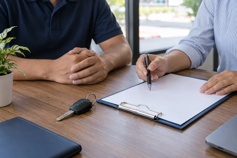 Kunci kenderaan bersebelahan helaian kosong